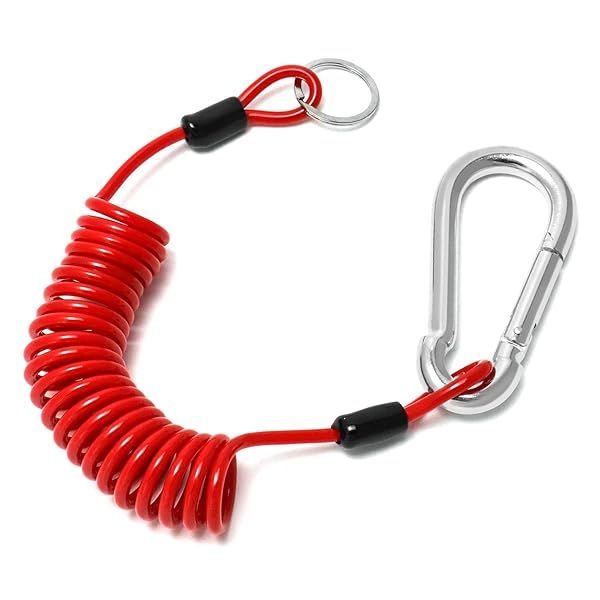 QWORK 1.8m x 5mm Safety Cable for Camper Trailer Brake and Emergency Towing Coiled Cable