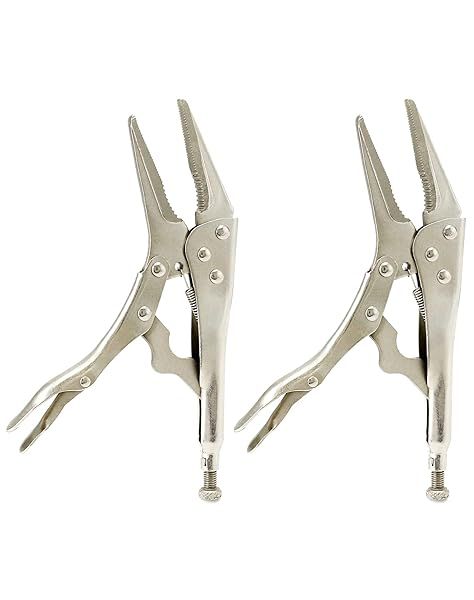QWORK 2 Pack Original Locking Pliers - 9" Long Nose, Curved Jaw, 2-3 4" Max Opening
