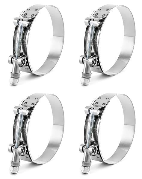 "QWORK 3" T-Bolt Hose Clamp - Stainless Steel, 83mm-91mm Range, Turbo Intake & Intercooler, 4 Pack"