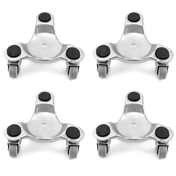 "QWORK 4-Piece 6" Steel Tri-Dolly Set - 400 lbs Capacity for Easy Furniture & Appliance Moving"