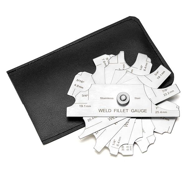 QWORK 7Pcs Fillet Welding Gauge Set 304 Stainless Steel Cam Type for Welding Inspection Testing 1/8 to 1 Inch Ulnar Metric and Inch