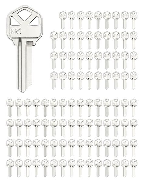 QWORK Blank Key Blanks, Pack of 100 Copper Structures Key Compatible with (KW1) Kwikset, KS1 KWI-1 Keyblank