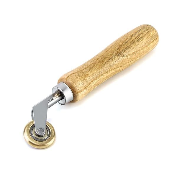 QWORK Brass Seam Roller for Roofing and Vinyl Flooring with Comfortable Wood Handle