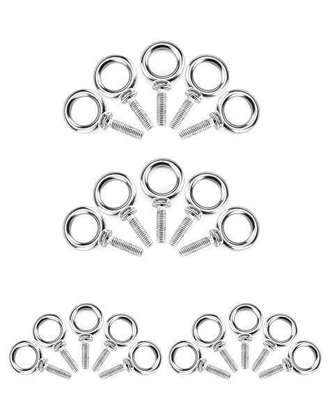 QWORK Eye Bolt, 20 Pack 3 8"-16 x 1 Marine Grade Stainless Steel Lifting Ring Threaded Eyebolt Machinery Shoulder Eyebolts