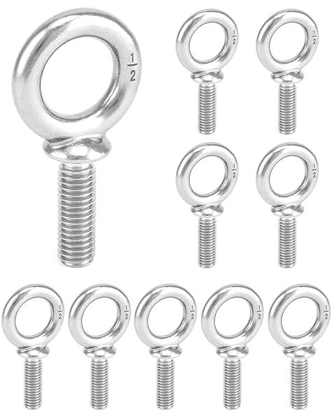 QWORK Eye Bolt, 20 Pack 5 16"-18 x 1-1 8" Marine Grade Stainless Steel Lifting Ring Threaded Eyebolt Machinery Shoulder Eyebolts