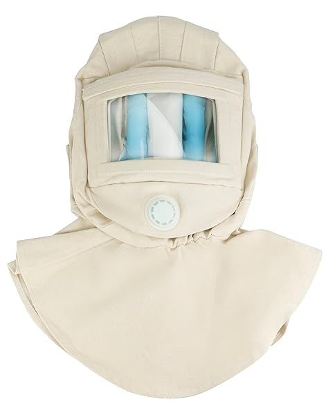 QWORK Sand Blasting Hood Cap, Shawl Sandblaster Protective Gear Mask, Anti Dust Wind Sandblasting Tool Mask, Heat Cut Scratch Resistant Neck