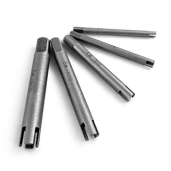QWORK 4 Flute Tap Extractor Set - 5 Pcs Steel Broken Screw Remover for Stripped Taps