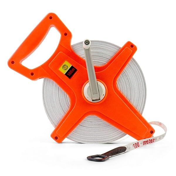 QWORK 1/2 x 330 Open Reel Dual Sided Fiberglass Tape Measure for Engineers Yard and Field Use
