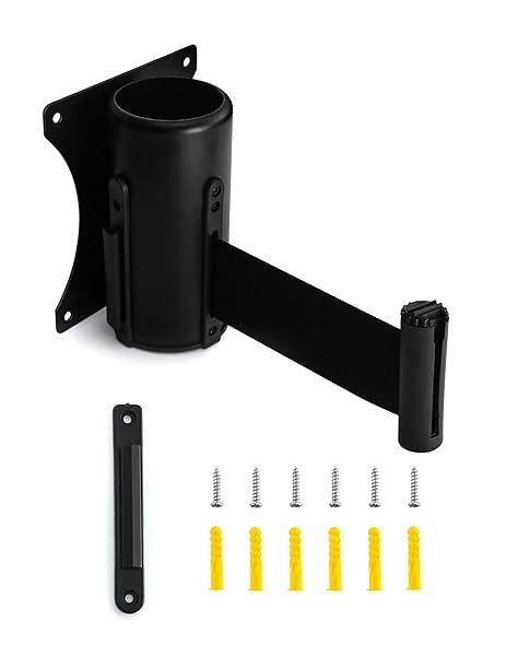 QWORK Wall Mounted Retractable Belt Barrier - 10' Crowd Control Solution for Retail, Airports, Banks & Schools