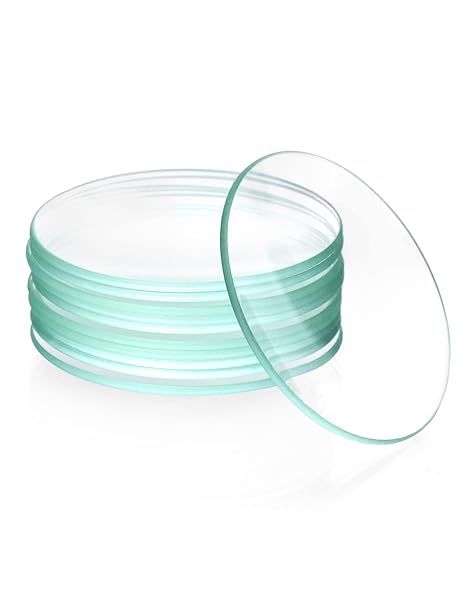 "QWORK 12 Pack Watch Glass Beaker Covers - 2.4" Diameter Lids for Beakers, Flasks & Evaporation Dishes"