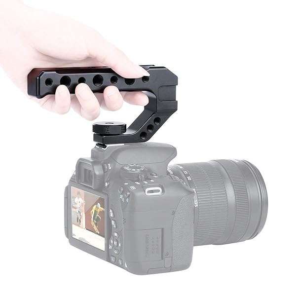 R005 Camera Top Handle Grip: Universal Stabilizing Rig with 3 Cold Shoe Adapters for Easy Low Angle Shoots