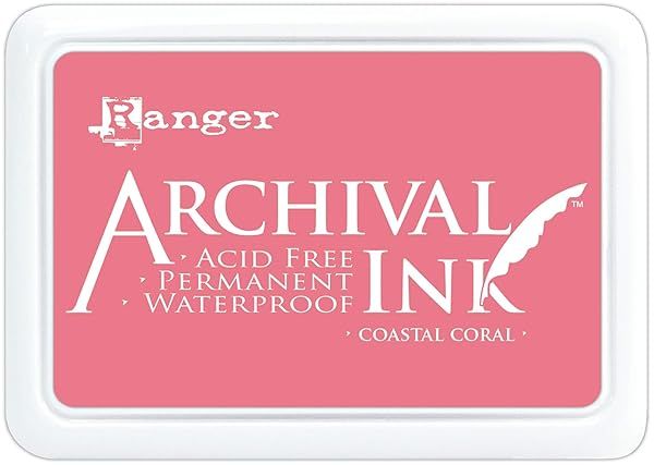 Ranger Industries Archival Inkpad #0 Coastal Coral - Vibrant, Long-Lasting Ink for Crafting