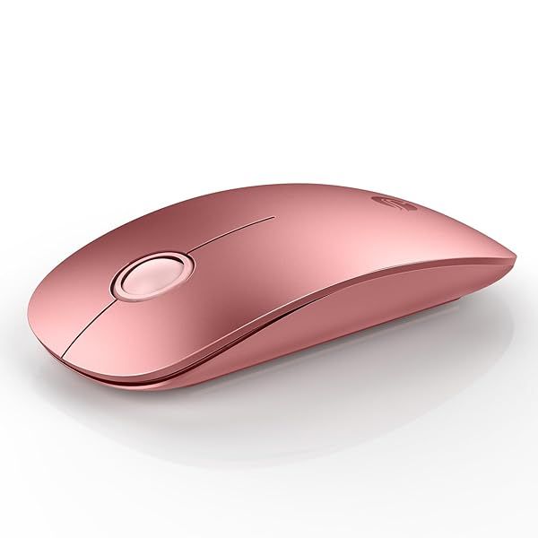 RAPIQUE Bluetooth Wireless Mouse Dual Connectivity Quiet Click Low Power 1600 DPI Portable Cordless Mouse for Mac Laptop iPad Rose Gold