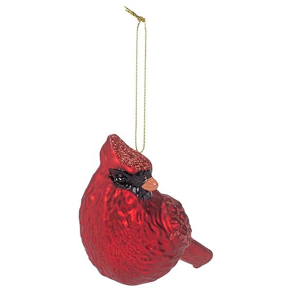 RAZ Imports Red Cardinal Bird Glass Christmas Tree Ornament - 5.25 Inch Holiday Decor