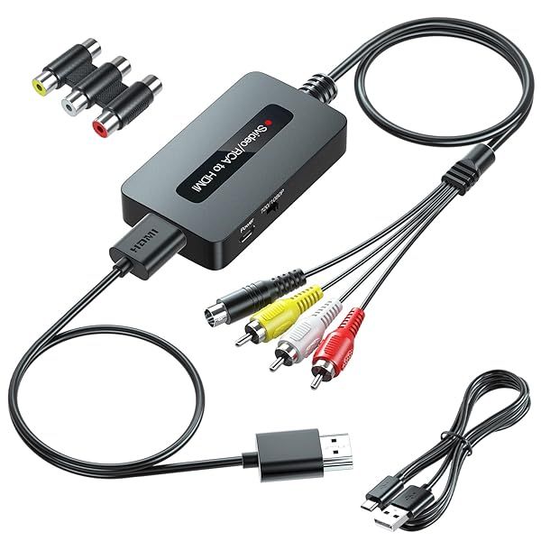 RCA S-Video to HDMI Converter with Cable - CVBS Composite AV to HDMI Adapter
