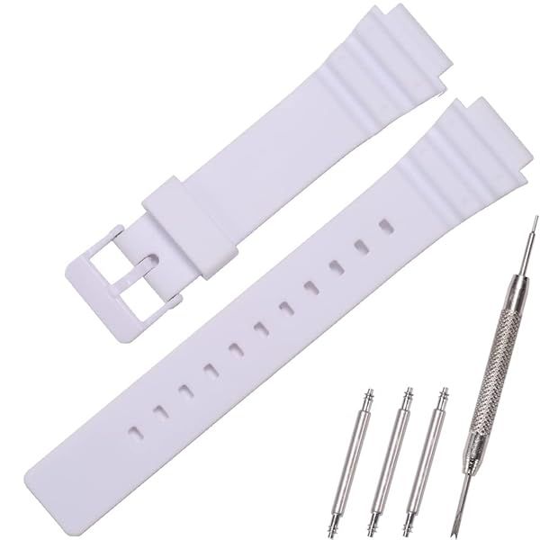 RCNZWQB Resin Strap for Casio G-Shock MRW-200H - Waterproof Rubber Replacement Band in White