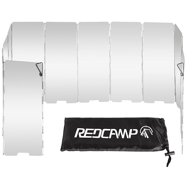 REDCAMP Folding Outdoor Stove Windscreen Lightweight Aluminum Camping Windshield with Carrying Bag for Butane Burner