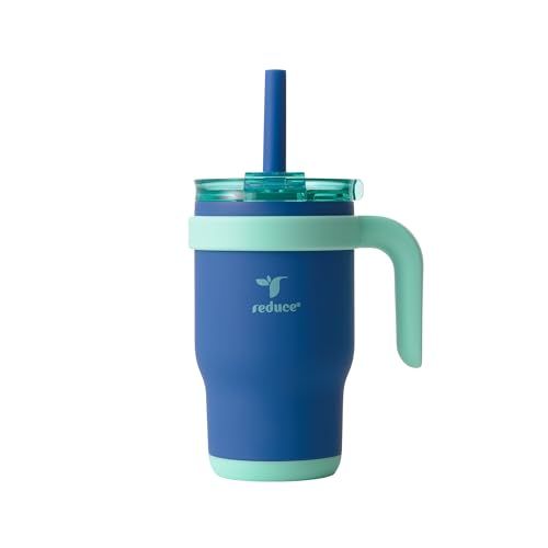 Coldee 14 Oz Kids Tumbler with Lid and Straw Insulated Travel Mug Spill-Proof Sweatproof Stainless Steel BPA-Free Nautical Mist