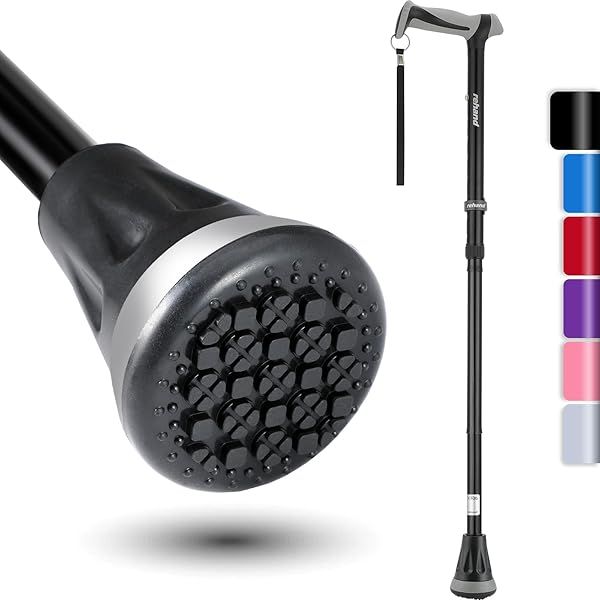 REHAND Foldable Adjustable Walking Cane for Men and Women Heavy Duty All Terrain Tip with Travel Bag Ideal for Seniors and Adults Natural Black