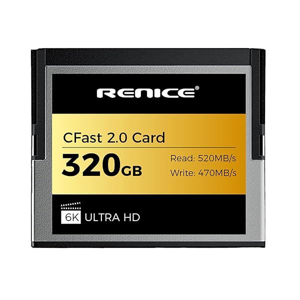RENICE 320GB CFast 2.0 Memory Card Up to 520MBs Read Speed Ideal for 6K HD Video Recording and Professional Photographers