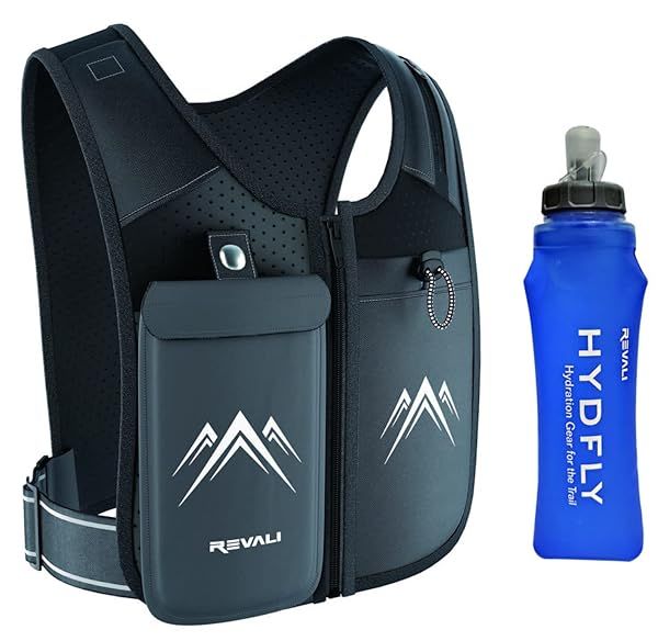 REVALI Running Vest with Hydration Bottle & Reflective Design - Adjustable, Breathable Gear for Men & Women