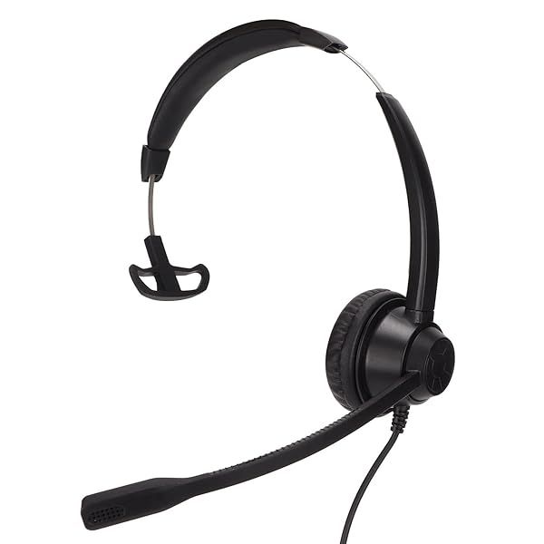 RJ9 Single Sided Business Headset with Mic for Cell Phone and PC Ideal for Home Office and Call Center Use