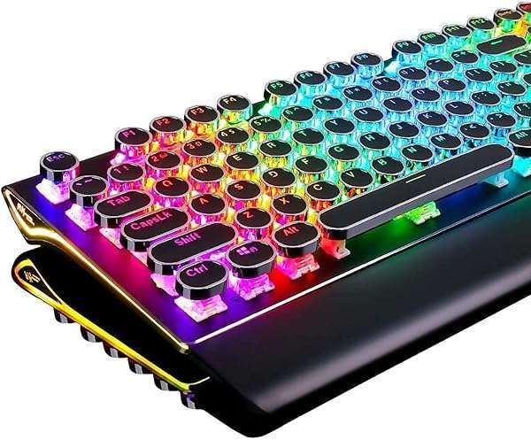 RK ROYAL KLUDGE S108: Retro Mechanical Gaming Keyboard with RGB Backlight & Detachable Wrist Rest - Perfect for Typing & Gaming