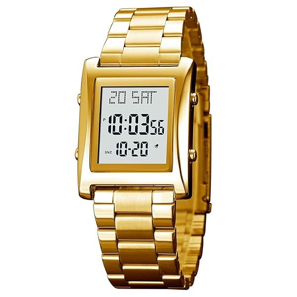 RNONDRY Mens Digital Watch for Men Womens, Rectangle Stainless Steel Watches, Men's Wristwatch Waterproof