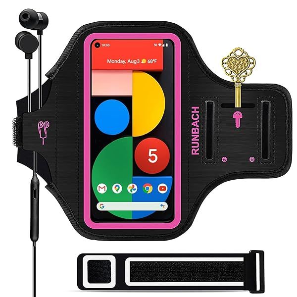 RUNBACH Running Armband for Google Pixel 8 7 6 6 Pro 5a 4XL 3a XL 3 XL Exercise Case with Card Slot Pink