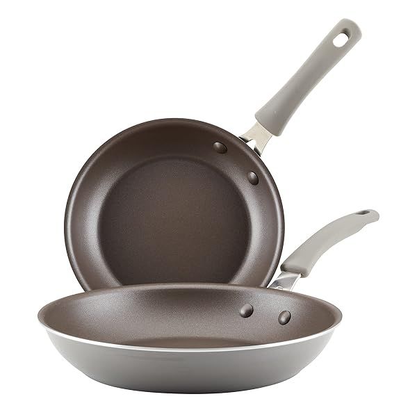 Rachael Ray Nonstick Frying Pans Skillet Set 9.5 Inch and 11.75 Inch Gray for Easy Cooking and Cleanup