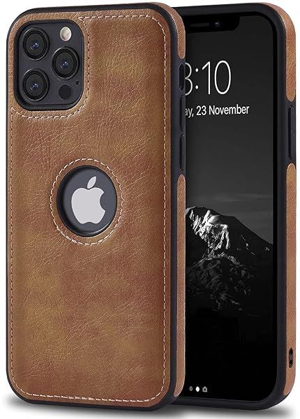 Razstorm Luxury Leather Business Phone Case for iPhone 12 and 12 Pro Ultra Slim Anti-Slip Scratch Resistant Design in Brown