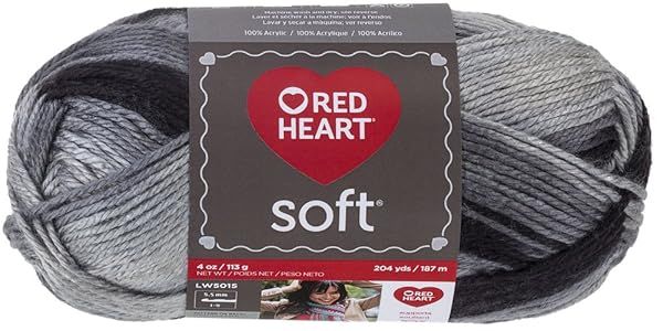 Red Heart Soft Yarn in Greyscale (E728.9931) - Perfect for Cozy Knitting & Crochet Projects
