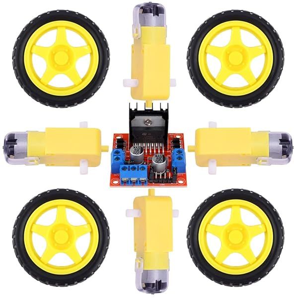 Relkin L298N Motor Driver Module Dual H-Bridge for Arduino Smart Car with Stepper DC Motor and Smart Car Tire for UNO MEGA R3 Mega2560