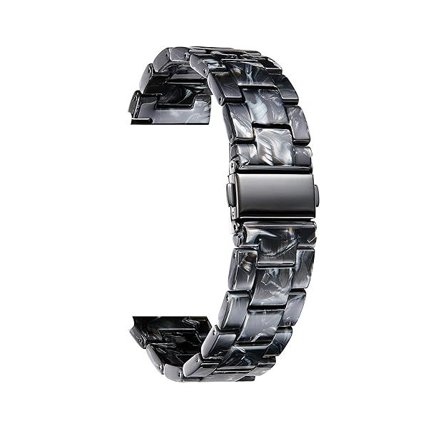Resin Watch Bands Replacement Straps for Men Women Quick Release Lightweight 20mm Ice Black Fashion Skin-Friendly Smartwatch Band