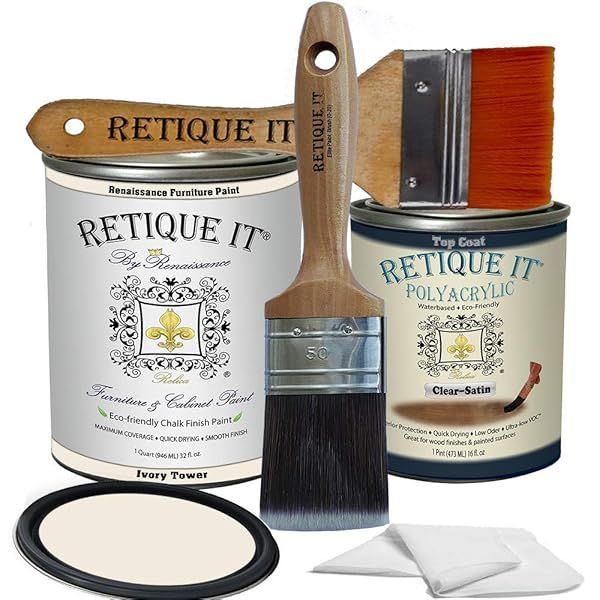 Retique It Chalk Furniture Paint 6 Piece Set 32 Ounces for Easy DIY Home Makeovers