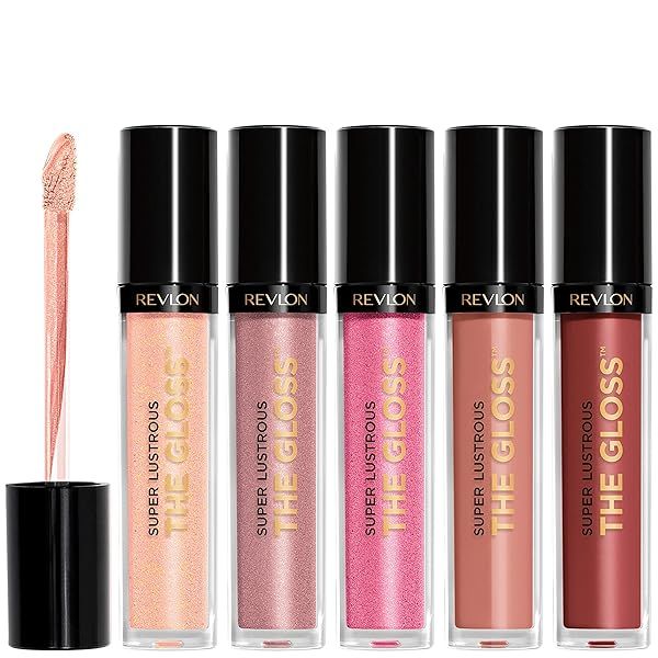 Revlon Super Lustrous Lip Gloss Gift Set: 5 Non-Sticky High Shine Colors in Cream & Pearl Finishes