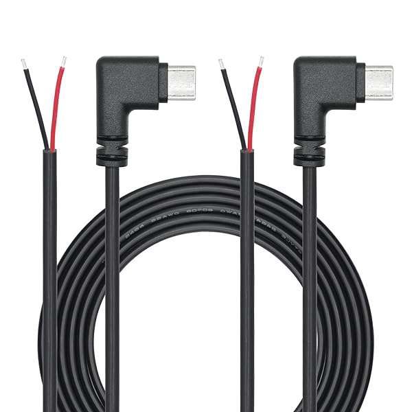 Right Angle USB C to 2 Pin Bare Wire Open End Wire 2M/6FT, 90 Degree USB Type C Male Plug Pigtail Power Cable 22AWG 5V/3A, for USB C Equipment Installed or Replacement Repair DIY Cable(2Pcs)