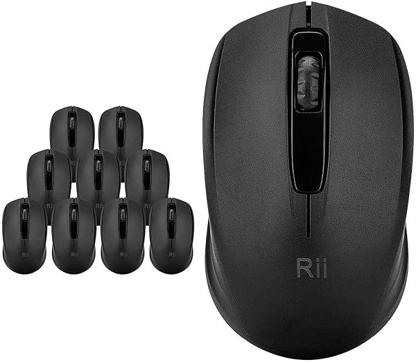 Rii 10 Pack Wireless Mouse Portable Computer Mice for PC Laptop Windows Office with USB Dongle Black