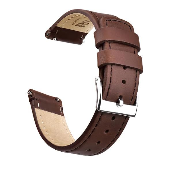 Ritche Christmas Gift 21mm Quick Release Vintage Leather Watch Band Dark Brown Genuine Leather Strap with Black Buckle for Men