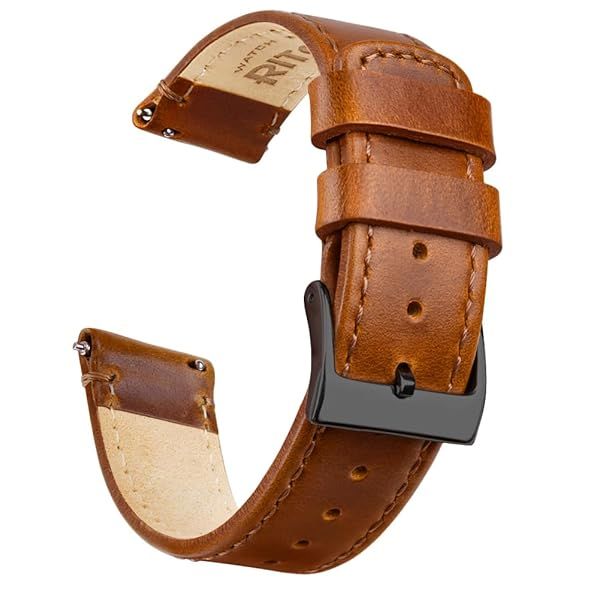Ritche Christmas Gift 22mm Classic Genuine Leather Watch Band Quick Release Vintage Strap for Men and Women Perfect for White Elephant Gifts