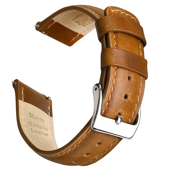 Ritche Christmas Gift Genuine Leather Watch Band 22mm Classic Vintage Quick Release Strap Toffee Brown Perfect for Men Stocking Stuffers