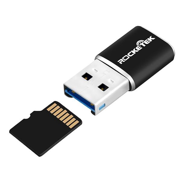 Rocketek USB 3.0 Aluminum Portable Memory Card Reader for Micro SD/TF Cards - Fast & Durable Adapter