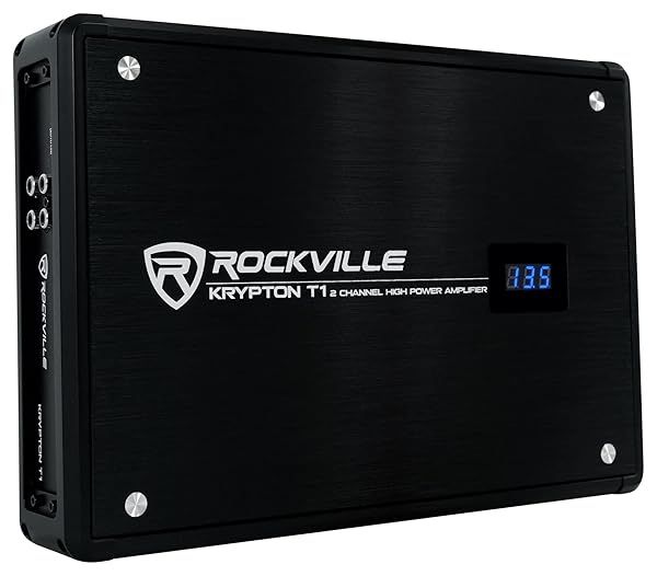 Rockville Krypton T1 1600W Peak Car Amplifier with Voltmeter - 400W RMS, 2 Channel Power Boost