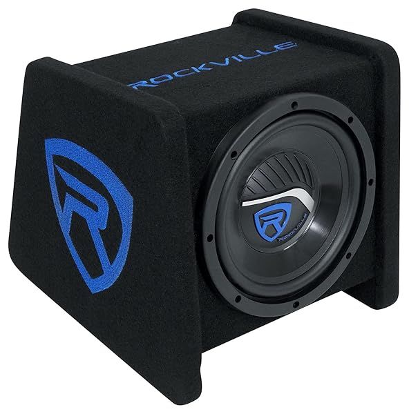 "Rockville RV8P 8" 400W Car Audio Subwoofer in Vented Enclosure - Powerful 4 Ohm Black Bass Speaker"