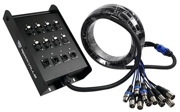 Rockville SX1225 12 Channel XLR Snake Cable - 25ft, 100% OFC, Double Shielded for Superior Sound Quality