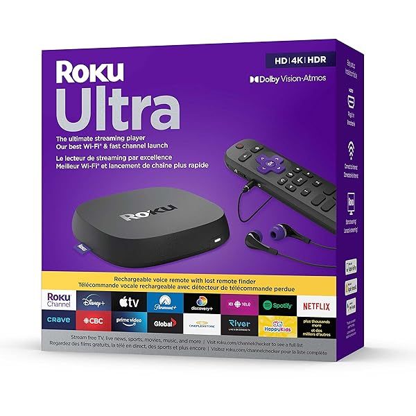 Roku Ultra LT 4K HDR Streaming Player with Voice Remote Ethernet and 64GB MicroSD for Fast Channel Loading Black