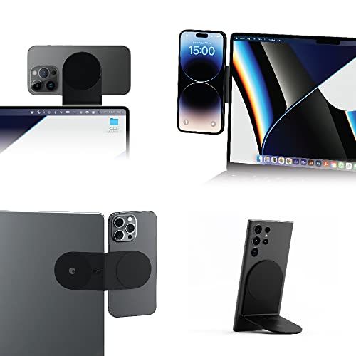 Rolling Square Edge Pro Core Magnetic Mount Phone Holder Stand for Computers and Tablets Compatible with MagSafe Qi and Non MagSafe Devices Black