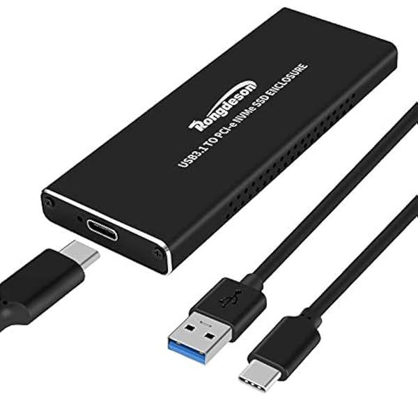 Rongdeson Upgraded Aluminum M.2 NVMe SSD Enclosure - 10Gbps USB 3.1 Gen 2 for 2230/2242/2260/2280 SSDs