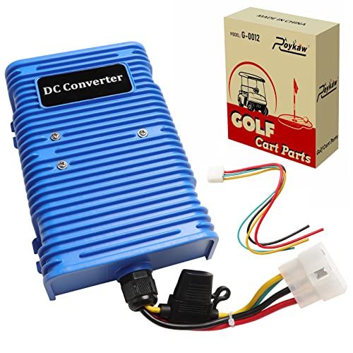 Roykaw Golf Cart Voltage Reducer Regulator 36V 48V to 12V DC Converter for EZGO Club Car Yamaha Dual Power Source 30A 360W