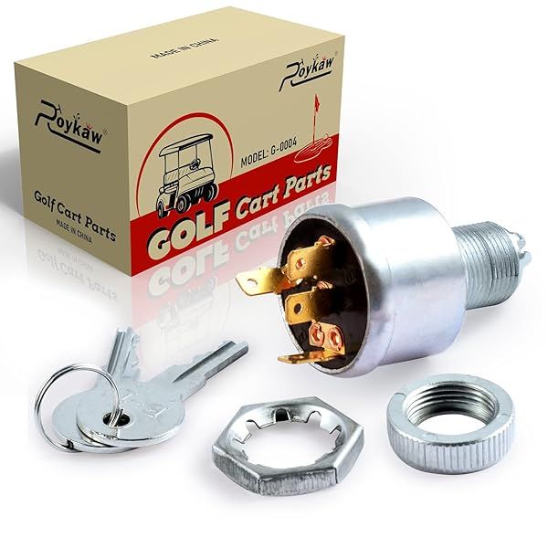 Roykaw Golf Cart Ignition Switch and Key Starter for EZGO 1981 and Up Gas Electric 4-Prong OEM 33639G01